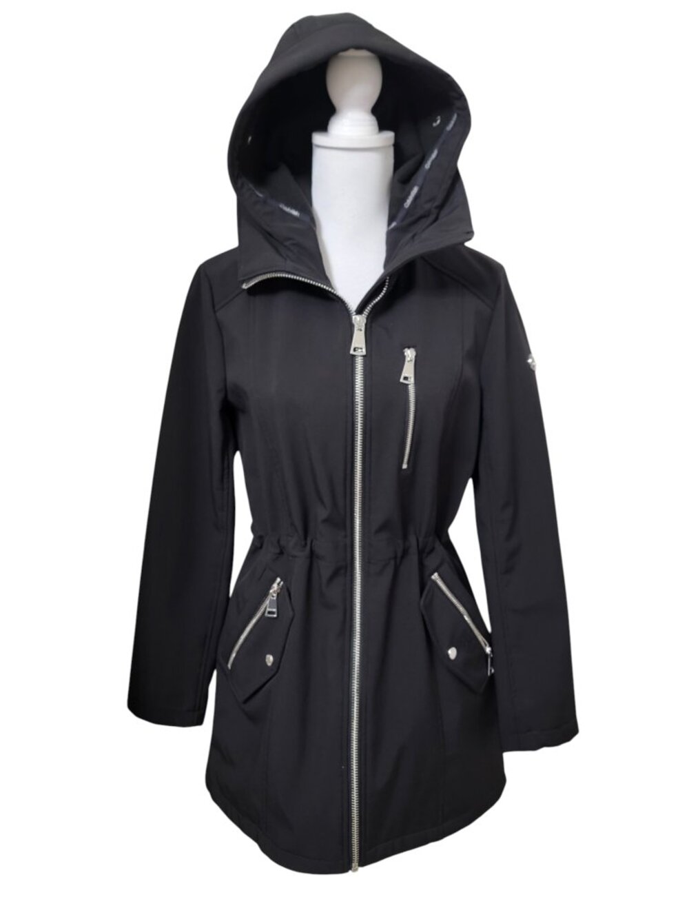 Calvin Klein Size S Black Hooded Softshell Anorak Rain Jacket